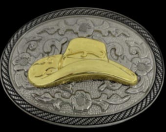 Golden Cowboy Cowgirl Hat Western Belt Buckles