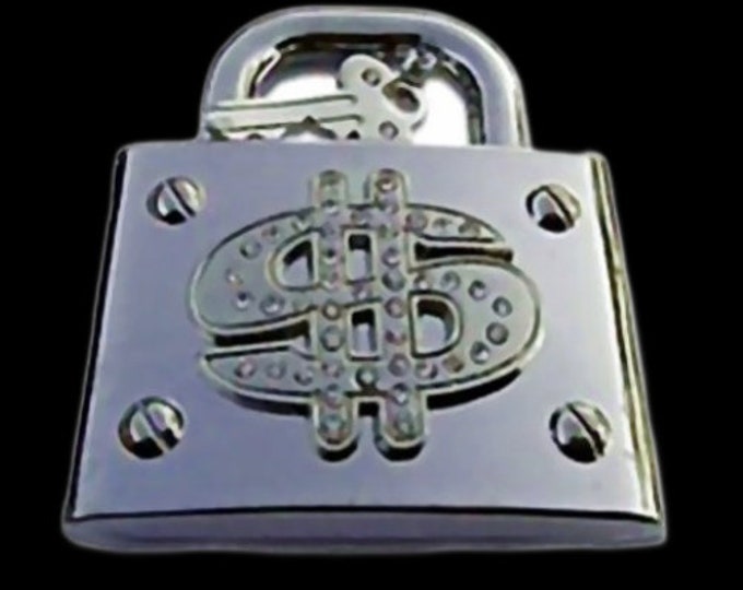 Belt Buckle Dollar Sign Key Lock Safe Box Money Symbol Buckles & Belts