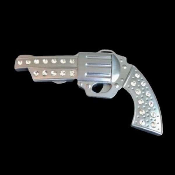 Western Revolver Handgun Rhinestone Guns Cool Belt Buckle Boucle De Ceinture