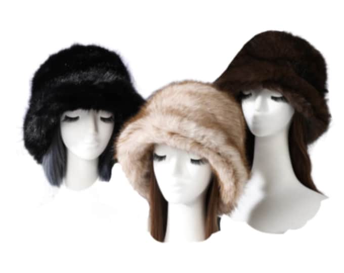 Oversized Faux Fur Bucket Fuzzy Plush Women's Winter Hats