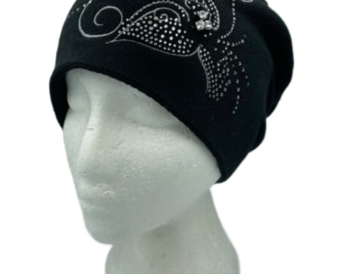 Fashion Winter Beanie Hat Rhinestone Bling Cuff Knit Ski Cap Hats