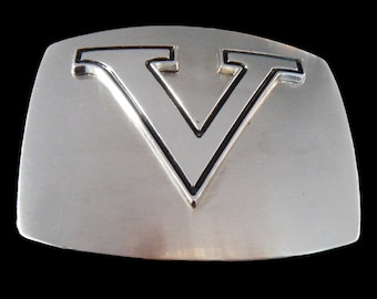 Initial V Letter Name Tag Monogram Chrome Belt Buckle Buckles