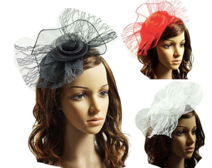 Women Fascinator Feather Hat Cocktail Party Headband Lady Wedding Hair Clip