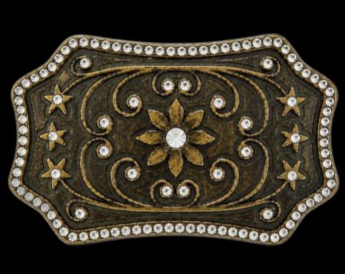 Flower Rhinestones Florals Antique Belt Buckle Buckles