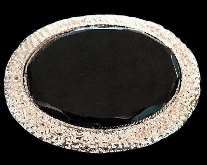 Broche Belt Buckle Brooch Black Oval Stone Vintage Buckles