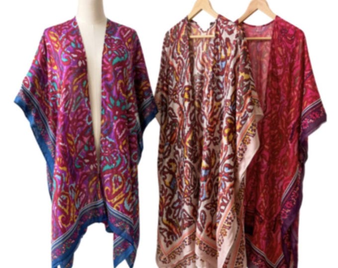 Floral Duster Long Sheer Kimono Style Beach Cover Up One Size Summer Fashion