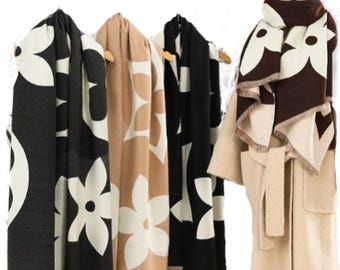 Ladies Quality Double Sided Floral Pattern Scarf Evening Shawl Winter Fashion