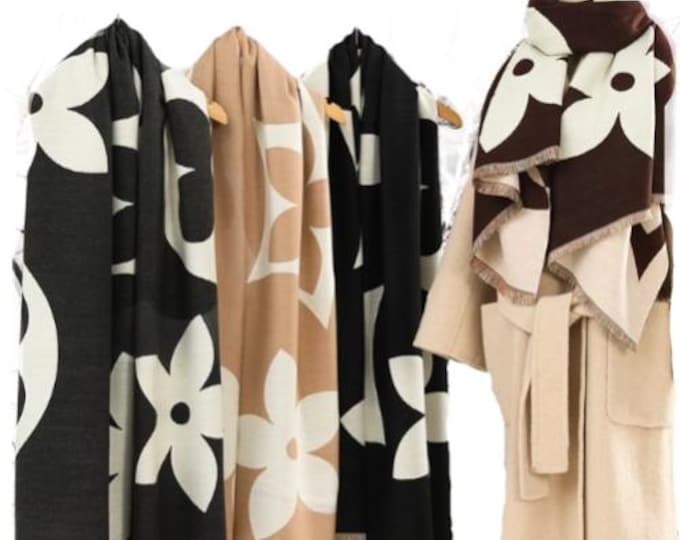 Ladies Quality Double Sided Floral Pattern Scarf Evening Shawl Winter Fashion