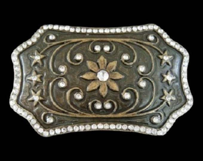 Flower Rhinestones Florals Antique Belt Buckle Buckles