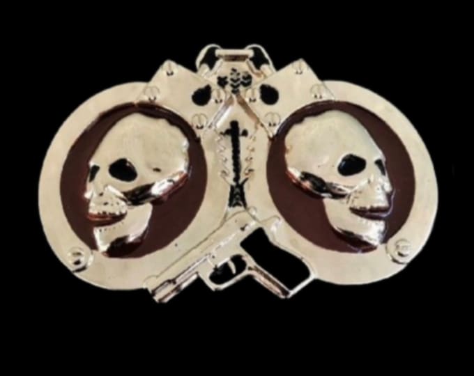 Handcuff Belt Buckle Skulls Handcuffs Evil Skeleton Police Guns Belts Buckles