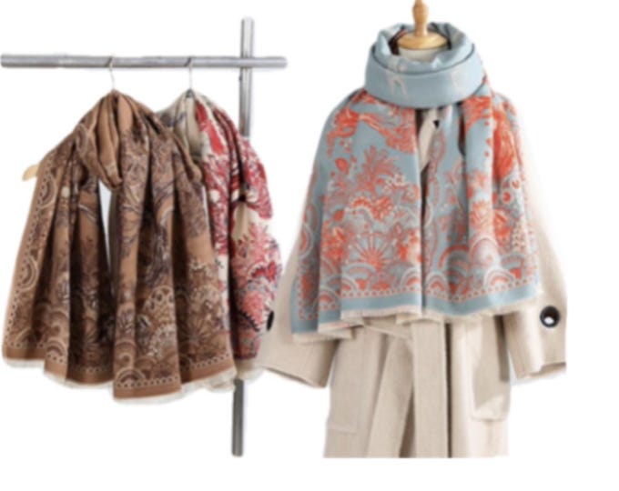 Women's  Quality Double Sided Floral Pattern Scarf Evening Fashion Shawl Scarves