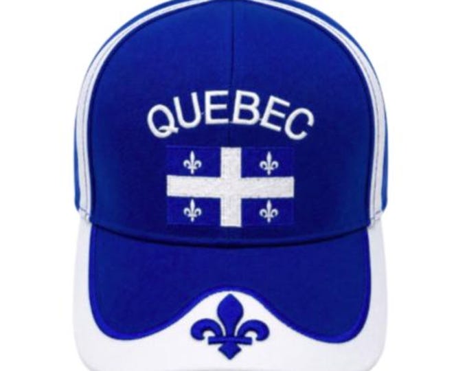 Quebec Flag Canada Fleur De Lys Hat Cap Baseball Blue Embroidered New