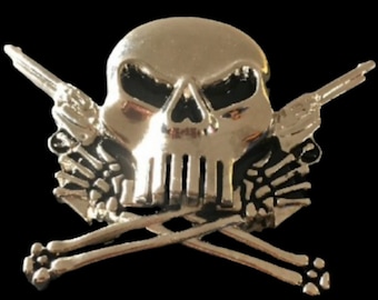 Gun Skull Belt Buckle Skulls Heads Evil Crossbones Pistols Two Guns Belts Buckles