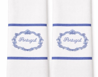 Embroidered Portugal Portuguese Kitchen Dish Towel 100% Cotton Set of 2