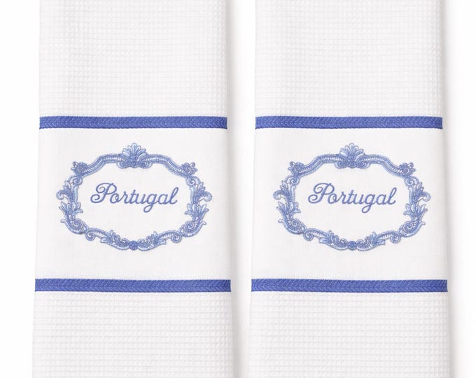 Embroidered Portugal Portuguese Kitchen Dish Towel 100% Cotton Set of 2