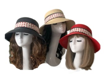 Women's Straw Wide Brim Ribbon Panama Sun Shade Summer Beach Hat