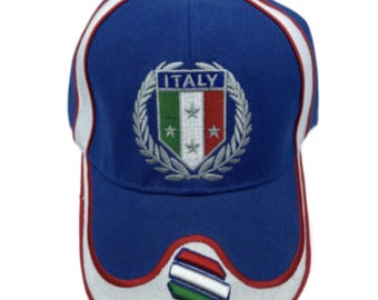Italy Soccer Logo Italia Country Flag Sport Blue Hat Cap