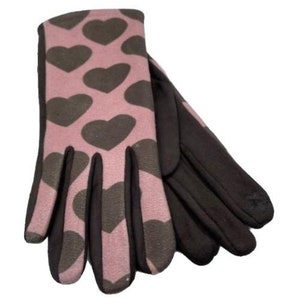 Hearts Print Women&#39;s Winter Gloves Touch Screen