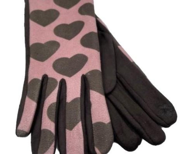 Hearts Print Women's Winter Gloves