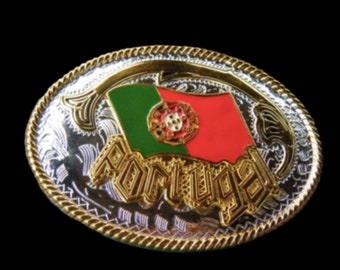 Portugal Flag Belt Buckle Portuguese Cowboy Rancher Western Buckles