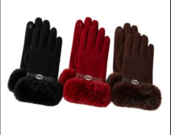 Women's  Gloves Faux Fur Trim Winter Fall Fashion Glove