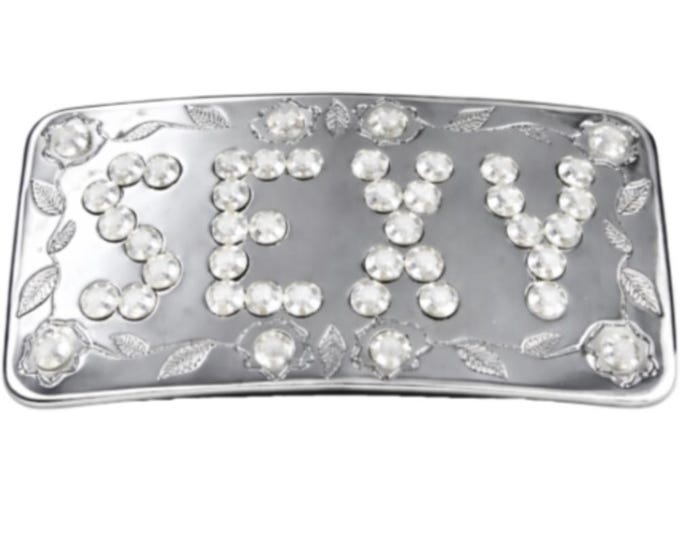 Clear Rhinestone Sexy Chrome Metal Belt Buckle Boucle de Ceinture