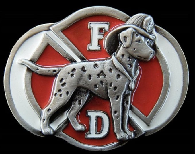 Dalmatian Dog FD Fireman Pet Animal Belt Buckle