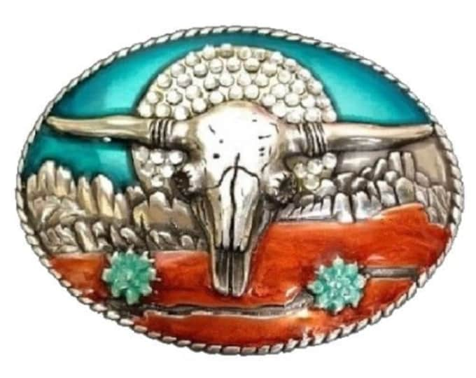 Longhorn Belt Buckle Cow Steers Cowboy Longhorns Western Buckles