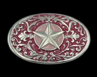 Pink Red Flower Star Western Metal Fashion Cowgirl Belt Buckle Buckles