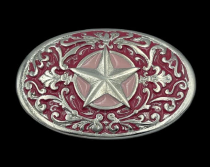 Pink Red Flower Star Western Metal Fashion Cowgirl Belt Buckle Buckles