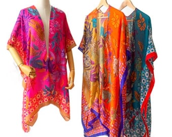 Floral Duster Long Sheer Kimono Style Beach Cover Up One Size Summer Fashion