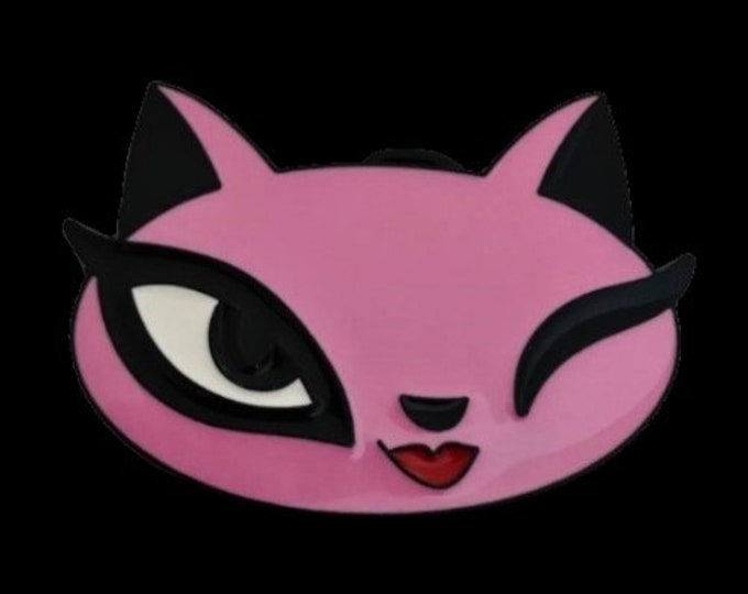 Pink Pussy Cat Kitty Kitten Feline Belt Buckle Buckles Boucle De Ceinture