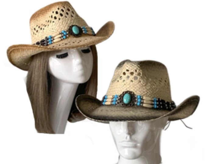 Straw Hat Summer Outdoor Men Women Unisex Western Cowboy Breathable Hats