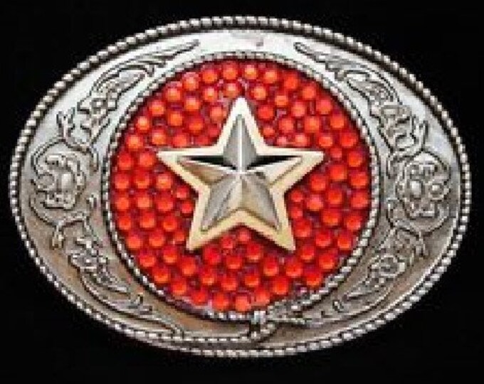 Cowboy Cowgirl Rodeo Glitter Western Gold Star Belt Buckle Buckles