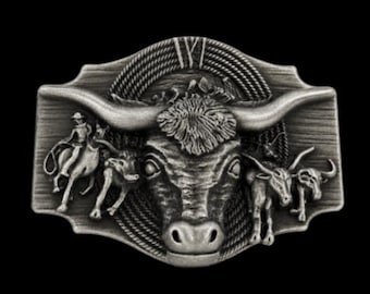 Longhorn Cow Rancher Cowboy Cowgirl Western Belt Buckle Buckles Boucle Ceinture