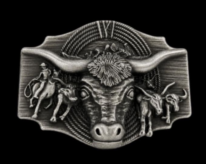 Longhorn Cow Rancher Cowboy Cowgirl Western Belt Buckle Buckles Boucle Ceinture