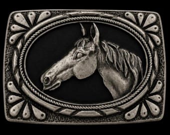 Horse Head Western Red Enamel Metal Belt Buckle