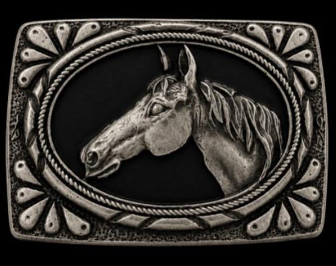 Horse Head Western Red Enamel Metal Belt Buckle