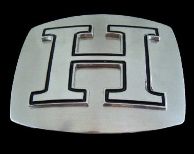 Belt Buckle Initial H Letter Name Tag Monogram Chrome Alphabet Buckles Belts