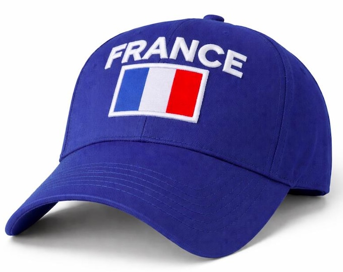 France Flag Unisex Cap Blue Embroidered Baseball Hat for Soccer Fans