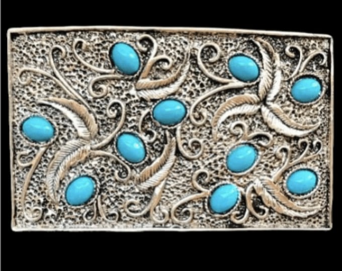 Flower Turquoise Stones Belt Buckle Native Indian Art Western Buckles Belts