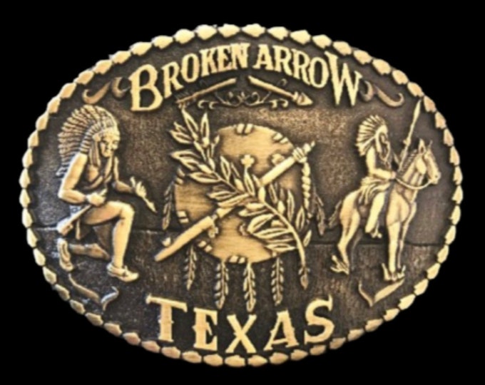 Belt Buckle Texas Broken Arrow Native Indian Chief American Western Belts Buckles