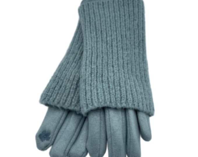 Ribbed Wrist-Warmer Double Layer Women's Fashion Gloves