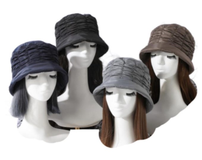 Women Soft Warm Winter Quilted Bucket Hats Foldable Cap