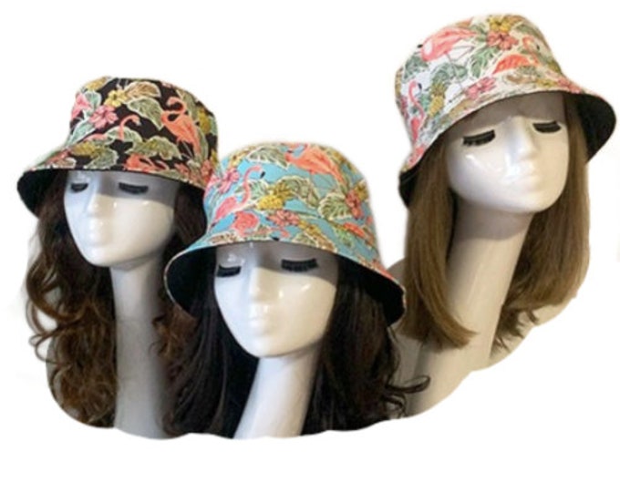 Floral Bucket Hat Womens Mens Reversible Summer Outdoor Sun Bush Beach Casual Cap