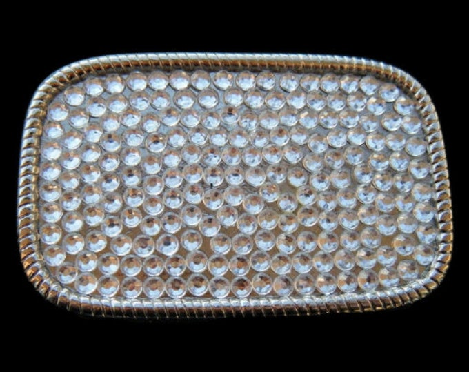 Rhinestone Rectangular Cool White Retro Disco Belt Buckle Buckles