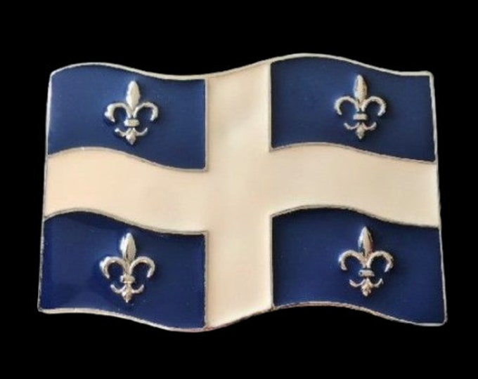 Quebec City Province Canada Montreal Flag Drapeau Fleur Lys Belt Buckle Buckles