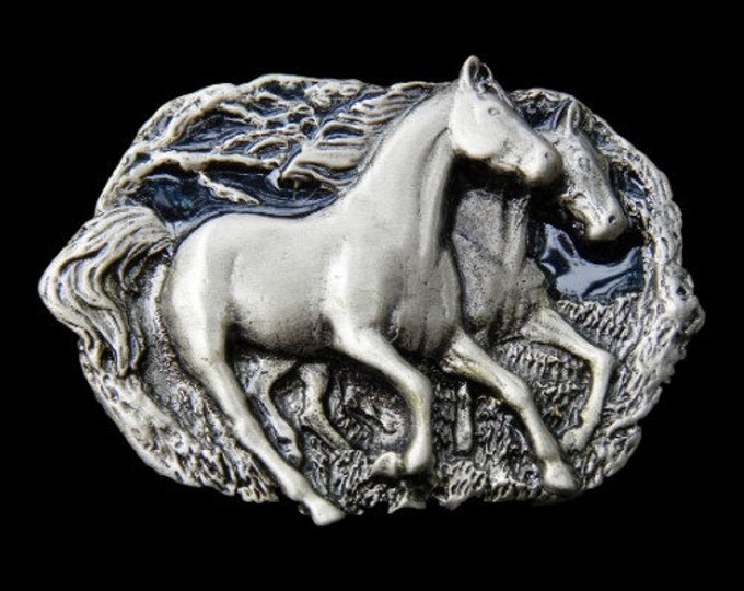 Two Horses Equestrian Sports Belt Buckle