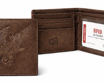 Men’s American Eagle Embossed Design Genuine Leather Trifold Wallet