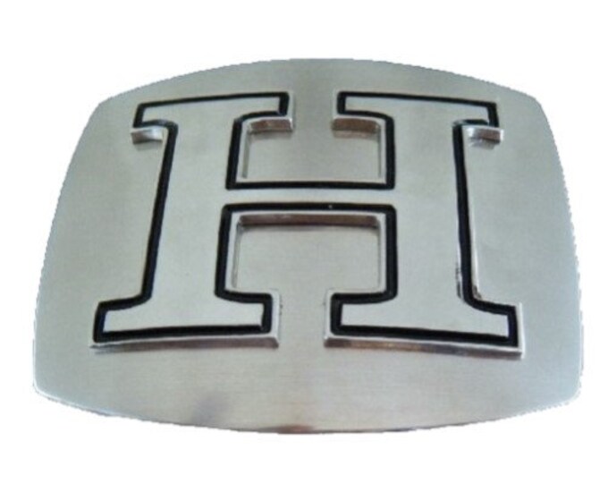Initial H Letter Name Tag Monogram Chrome Belt Buckle Buckles